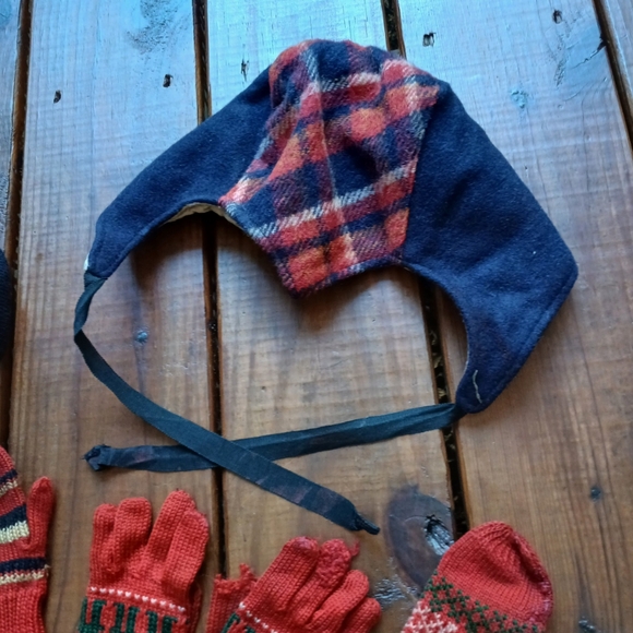 True vintage antique 1930's 30's toddler baby little girls retro hats mittens - Picture 6 of 13